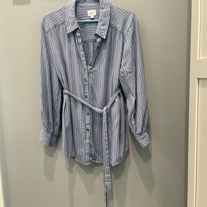 Isabel Maternity Blue Striped Shirt with Belt